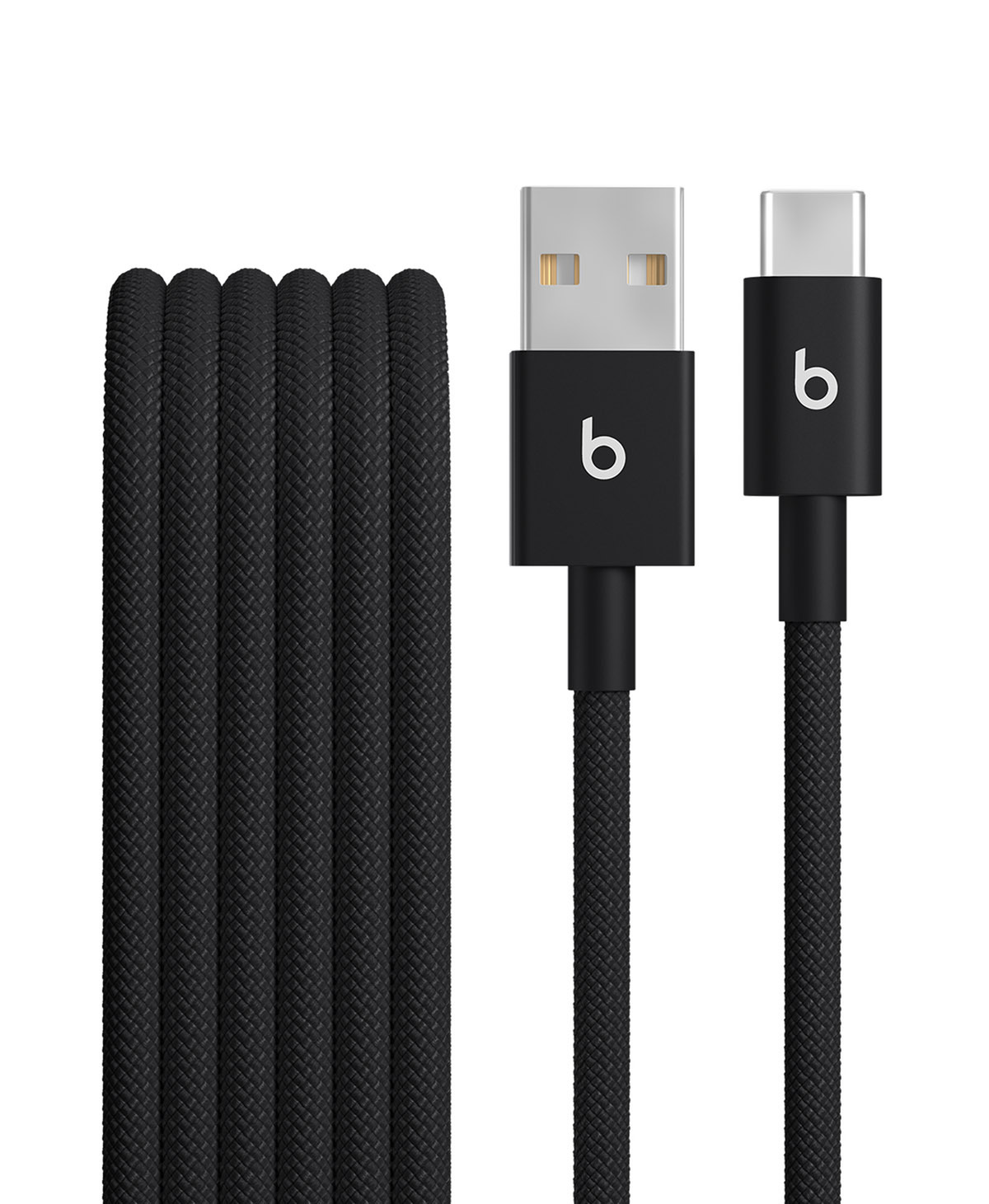 闪电黑 Beats USB-A 转 USB-C 编织连接线的特写