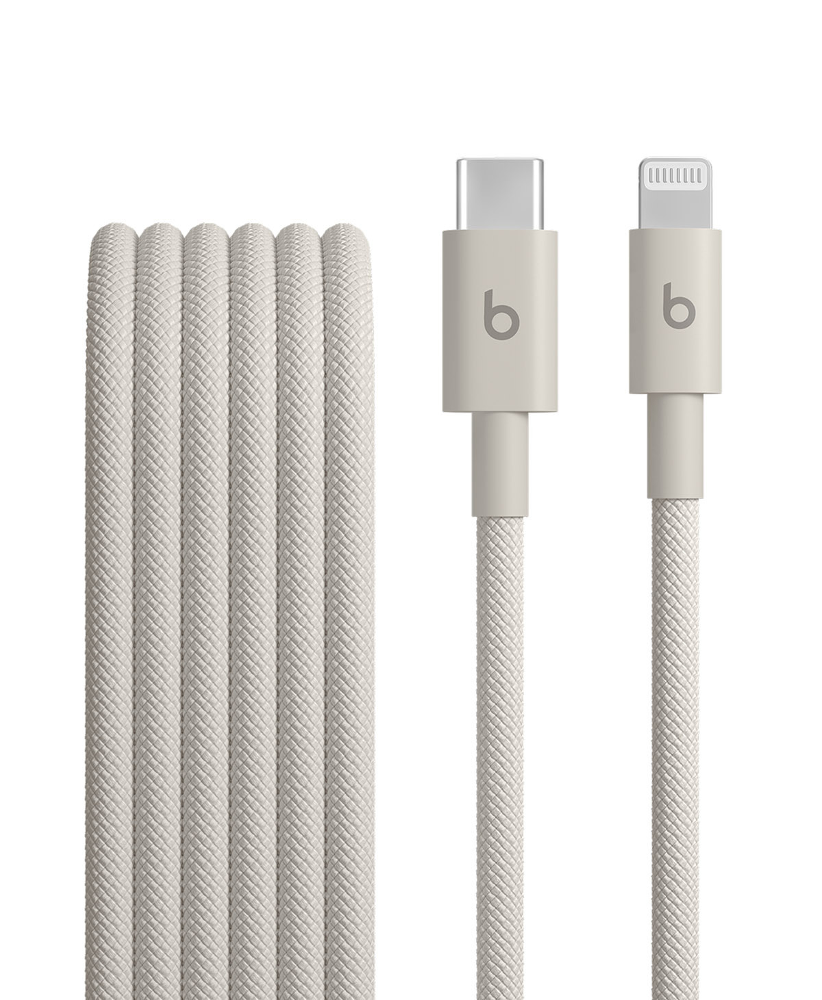 奔涌灰 Beats USB-C 转闪电编织连接线的特写